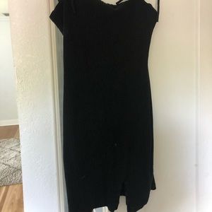 Mini black ribbed dress